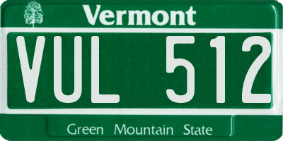 VT license plate VUL512
