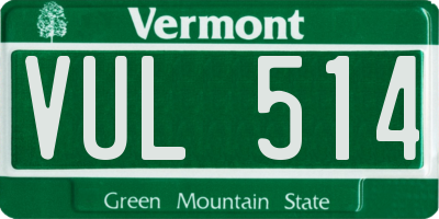 VT license plate VUL514