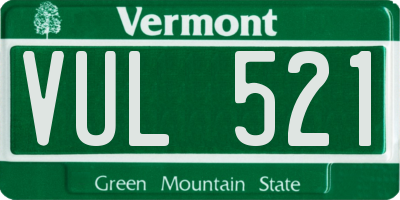 VT license plate VUL521