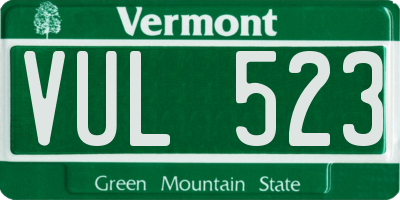 VT license plate VUL523