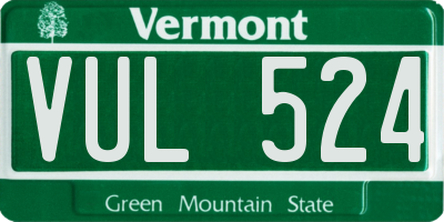 VT license plate VUL524