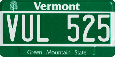 VT license plate VUL525
