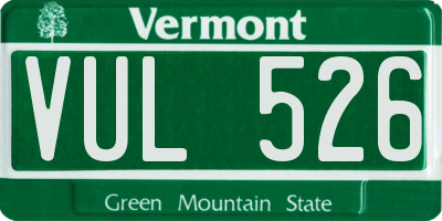 VT license plate VUL526