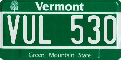 VT license plate VUL530