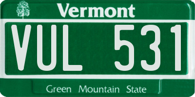 VT license plate VUL531