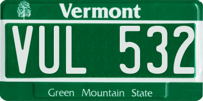 VT license plate VUL532