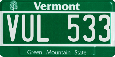 VT license plate VUL533