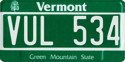 VT license plate VUL534