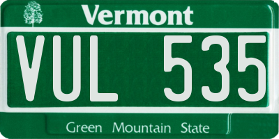 VT license plate VUL535