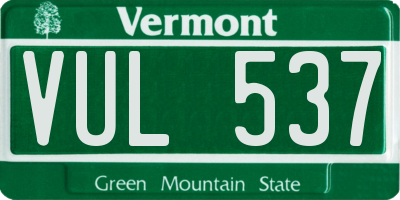 VT license plate VUL537