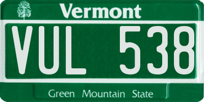 VT license plate VUL538