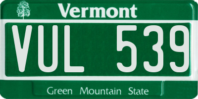 VT license plate VUL539