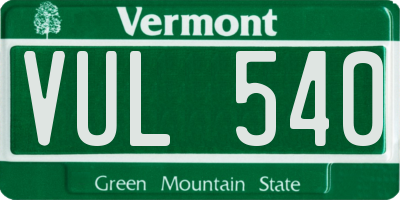 VT license plate VUL540