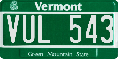 VT license plate VUL543