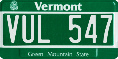 VT license plate VUL547