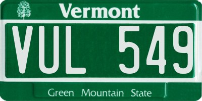 VT license plate VUL549