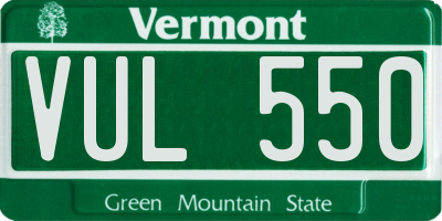 VT license plate VUL550