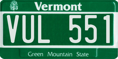 VT license plate VUL551