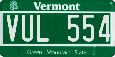 VT license plate VUL554