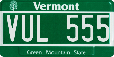 VT license plate VUL555