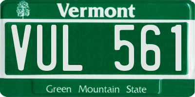 VT license plate VUL561