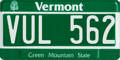 VT license plate VUL562