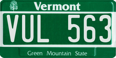 VT license plate VUL563