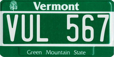 VT license plate VUL567