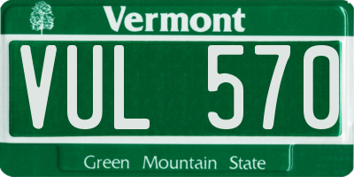 VT license plate VUL570