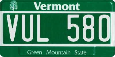 VT license plate VUL580