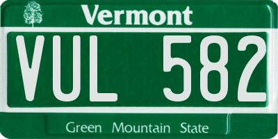 VT license plate VUL582