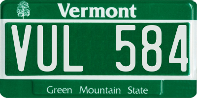 VT license plate VUL584