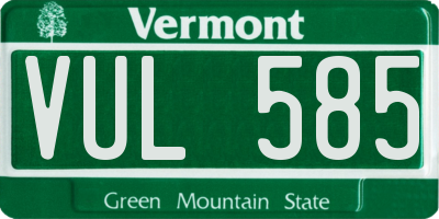 VT license plate VUL585