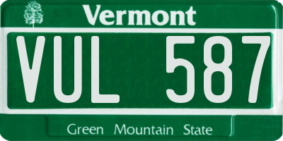 VT license plate VUL587