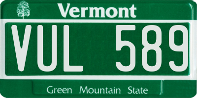 VT license plate VUL589
