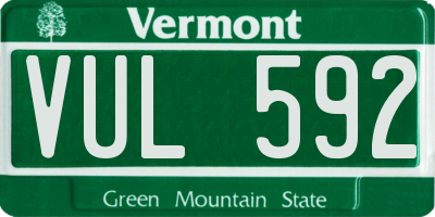 VT license plate VUL592