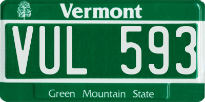 VT license plate VUL593