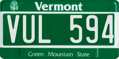 VT license plate VUL594