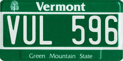 VT license plate VUL596