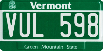 VT license plate VUL598