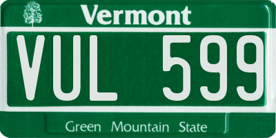 VT license plate VUL599