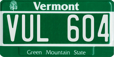 VT license plate VUL604
