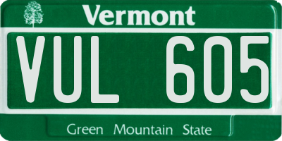 VT license plate VUL605