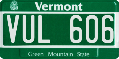 VT license plate VUL606
