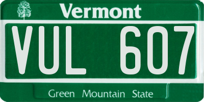 VT license plate VUL607