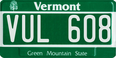 VT license plate VUL608