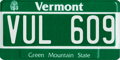 VT license plate VUL609
