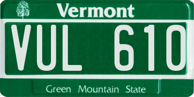 VT license plate VUL610