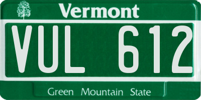 VT license plate VUL612