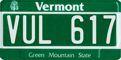 VT license plate VUL617